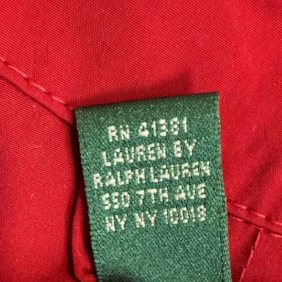 Lauren Ralph Lauren Red Trench Coat Large Double Breasted Classic Lined - Picture 10 of 11